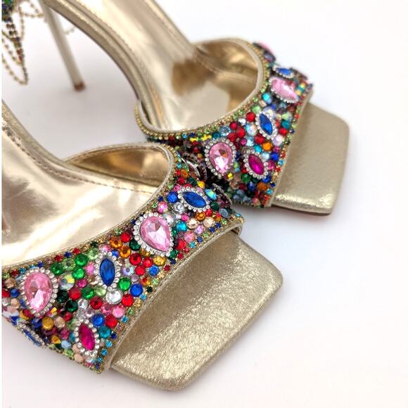 Azalea Wang Aladdin Women's Drapey Chains Stiletto Sandal Gold Size US6.5 EU37 - Picture 10 of 13